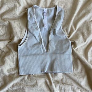 Urban outfitters Hailey plunge top in cream/beige